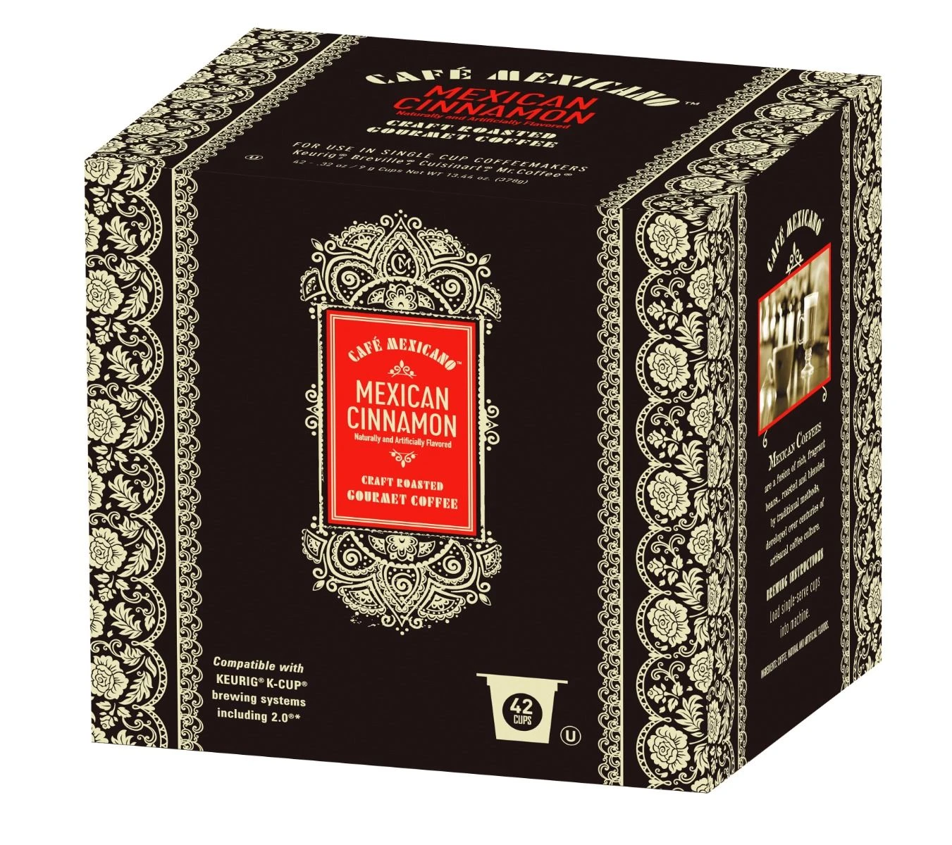 Cafe Mexicano Single Serve Coffee, Mexican Cinnamon, 42 Count Box