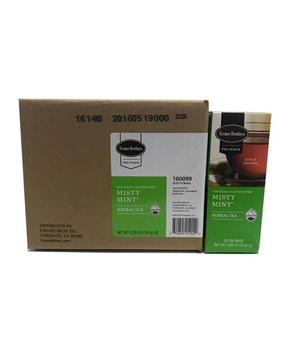 Farmer Brothers Premium: Misty Mint Hot Tea, 6/25 Ct Tea Boxes