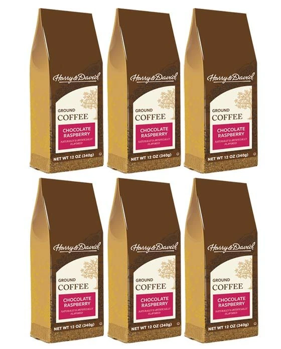 Harry & David Chocolate Raspberry Ground Coffee, 6 Bags (12 Oz Each)