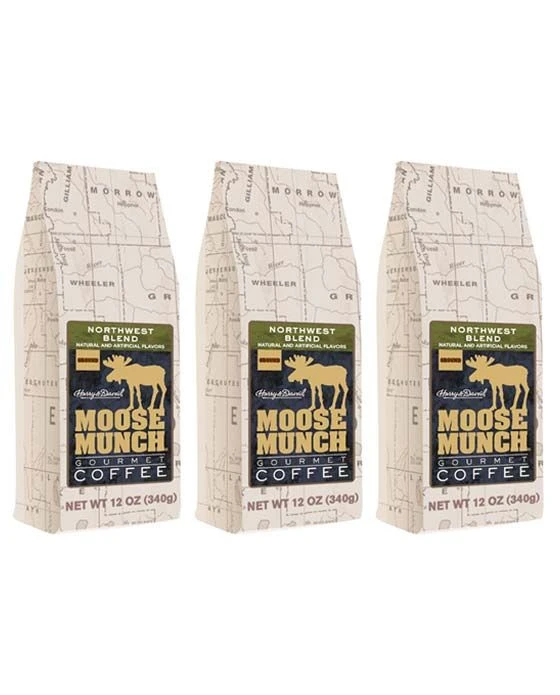 Harry & David Northwest Blend Moose Munch Ground Coffee - 3 Bags(12 Oz Each)