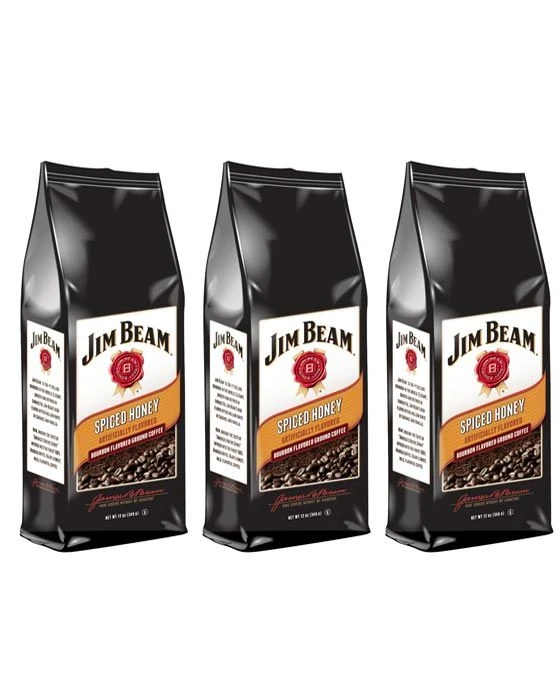 Jim Beam Spiced Honey Bourbon Flavored Ground Coffee, 3 Bags (12 Oz Ea.)