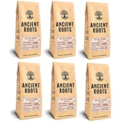 Ancient Roots Sea Salted Caramel Flavored Mushroom Medium Roast Ground Coffee, 6/12 Oz Bags