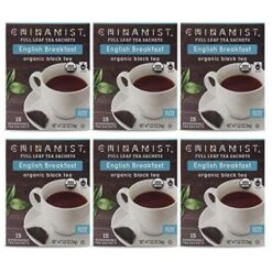 China Mist - English Breakfast Organic Black Full Leaf Tea Sachet, 15 Count Box - Biodegradable And Individually Wrapped (6 Pack)
