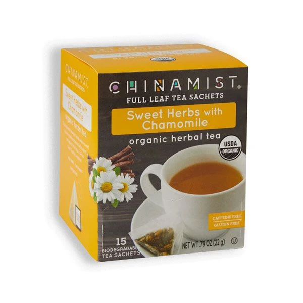China Mist - Organic Sweet Herbs With Chamomile Herbal Tea Sachets, 4 Box 15 Count Each - Image 2