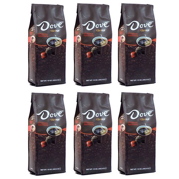 Dove Dark Chocolate, Naturally And Artificially Flavored Ground Coffee, 6/10 Oz Bags