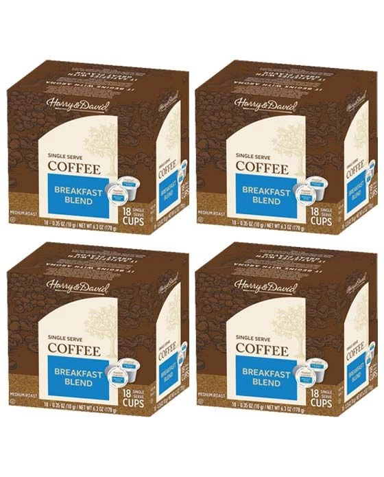 Harry & David Breakfast Blend Coffee Single Serve Cups, 4/18 Count