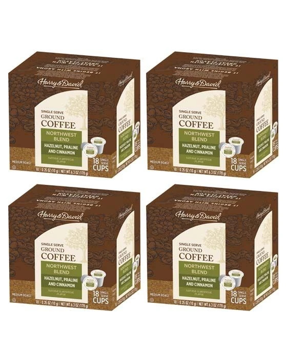 Harry & David Northwest Blend Single Serve Cups Coffee 4/18 Ct (72 Cups Total)
