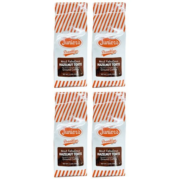 Junior's Most Fabulous Hazelnut Torte, Medium Roast Ground Coffee, 4/12 Oz Bags