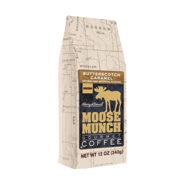Moose Munch By Harry & David, Butterscotch Caramel Ground Coffee, 6/12 Oz Bags - Image 2